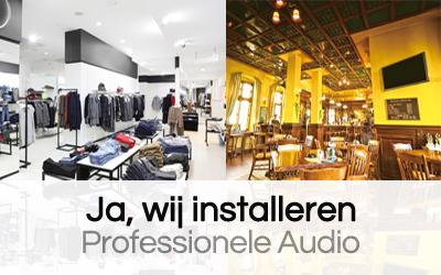 foto die laat zien dat wij geluid voor professionele en commerciële doeleinde installeren (custom en commercial install)